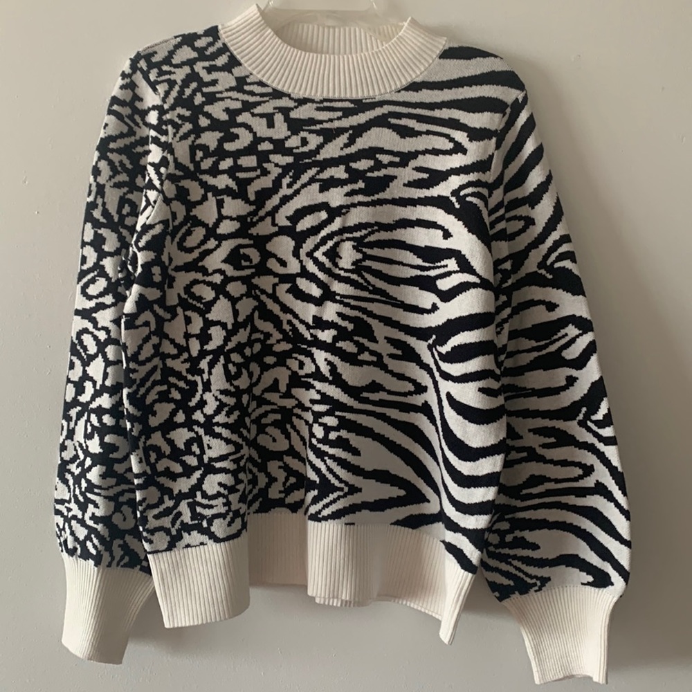 Adyson Parker Black and White Animal Print Sweater